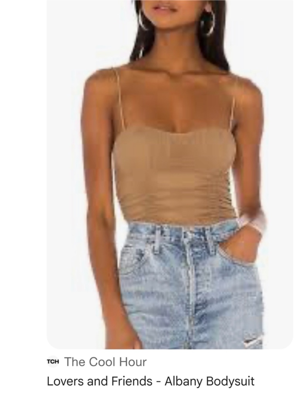 Lovers + Friends Sleek taupe  Spaghetti-Strap Bodysuit nwt size S